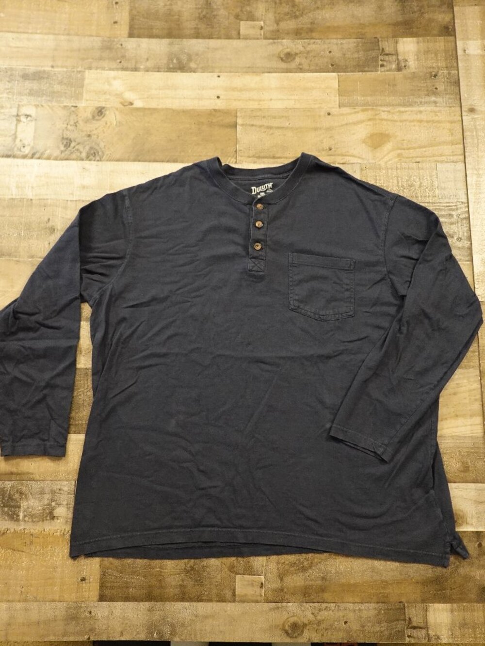 Duluth Trading Longtail T Henley Shirt Men’s 3XL Navy Relaxed Pocket Cotton